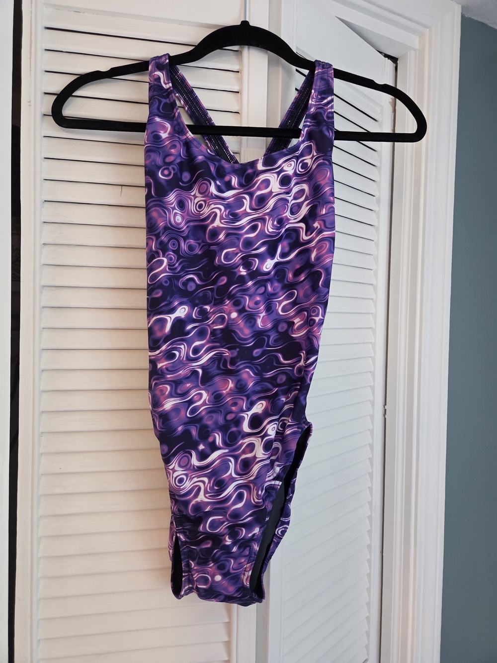 Purple Swirl One-Piece Swimsuit - Women's Performance Fit, Size 36